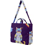 Cat Astronaut Space Retro Universe Square Shoulder Tote Bag
