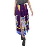 Cat Astronaut Space Retro Universe Velour Split Maxi Skirt