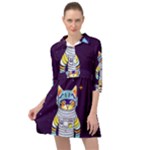 Cat Astronaut Space Retro Universe Mini Skater Shirt Dress