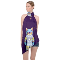 Halter Asymmetric Satin Top 