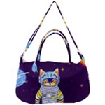 Cat Astronaut Space Retro Universe Removable Strap Handbag