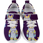 Cat Astronaut Space Retro Universe Kids  Velcro Strap Shoes