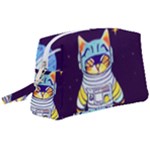 Cat Astronaut Space Retro Universe Wristlet Pouch Bag (Large)