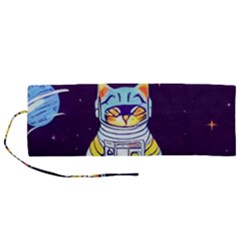 Cat Astronaut Space Retro Universe Roll Up Canvas Pencil Holder (M) from ArtsNow.com