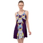 Cat Astronaut Space Retro Universe Summer Time Chiffon Dress