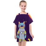 Cat Astronaut Space Retro Universe Kids  One Piece Chiffon Dress