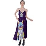 Cat Astronaut Space Retro Universe Tie Back Maxi Dress