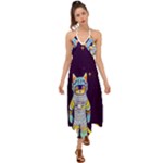 Cat Astronaut Space Retro Universe Halter Tie Back Dress 