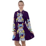 Cat Astronaut Space Retro Universe All Frills Chiffon Dress
