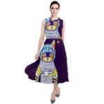 Cat Astronaut Space Retro Universe Round Neck Boho Dress