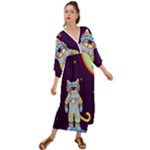 Cat Astronaut Space Retro Universe Grecian Style  Maxi Dress