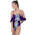 Cat Astronaut Space Retro Universe Drape Piece Swimsuit