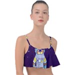Cat Astronaut Space Retro Universe Frill Bikini Top