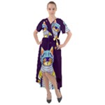 Cat Astronaut Space Retro Universe Front Wrap High Low Dress
