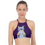 Cat Astronaut Space Retro Universe Halter Bikini Top