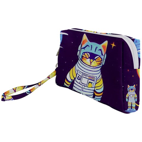 Cat Astronaut Space Retro Universe Wristlet Pouch Bag (Small) from ArtsNow.com