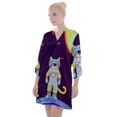 Open Neck Shift Dress 