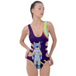 Cat Astronaut Space Retro Universe Side Cut Out Swimsuit