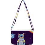 Cat Astronaut Space Retro Universe Double Gusset Crossbody Bag