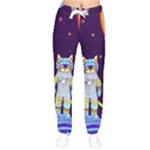 Cat Astronaut Space Retro Universe Women Velvet Drawstring Pants