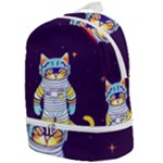 Cat Astronaut Space Retro Universe Zip Bottom Backpack