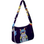 Cat Astronaut Space Retro Universe Zip Up Shoulder Bag