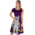 Cat Astronaut Space Retro Universe Classic Short Sleeve Dress