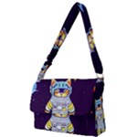 Cat Astronaut Space Retro Universe Full Print Messenger Bag (L)
