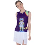Cat Astronaut Space Retro Universe Women s Sleeveless Sports Top