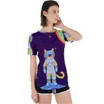 Cat Astronaut Space Retro Universe Perpetual Short Sleeve T-Shirt