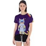 Cat Astronaut Space Retro Universe Open Back Sport T-Shirt