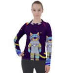 Cat Astronaut Space Retro Universe Women s Pique Long Sleeve T-Shirt