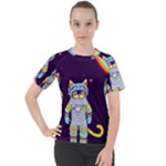 Cat Astronaut Space Retro Universe Women s Sport Raglan T-Shirt