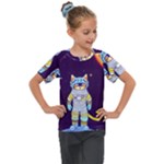 Cat Astronaut Space Retro Universe Kids  Mesh Piece T-Shirt