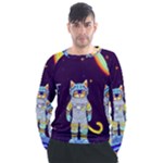 Cat Astronaut Space Retro Universe Men s Long Sleeve Raglan T-Shirt