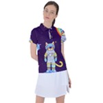 Cat Astronaut Space Retro Universe Women s Polo T-Shirt