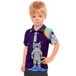 Cat Astronaut Space Retro Universe Kids  Polo T-Shirt