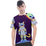 Cat Astronaut Space Retro Universe Men s Sport Top