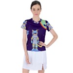 Cat Astronaut Space Retro Universe Women s Sports Top