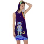 Cat Astronaut Space Retro Universe Racer Back Hoodie Dress