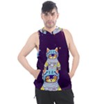 Cat Astronaut Space Retro Universe Men s Sleeveless Hoodie