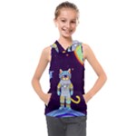 Cat Astronaut Space Retro Universe Kids  Sleeveless Hoodie