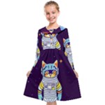 Cat Astronaut Space Retro Universe Kids  Midi Sailor Dress