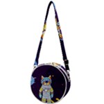 Cat Astronaut Space Retro Universe Crossbody Circle Bag