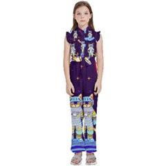 Kids  Sleeveless Ruffle Edge Band Collar Chiffon One Piece 