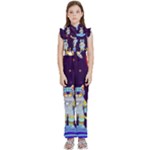 Cat Astronaut Space Retro Universe Kids  Sleeveless Ruffle Edge Band Collar Chiffon One Piece