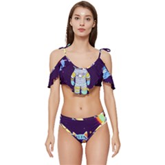 Ruffle Edge Tie Up Bikini Set	 
