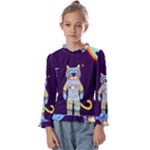 Cat Astronaut Space Retro Universe Kids  Frill Detail T-Shirt