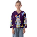 Cat Astronaut Space Retro Universe Kids  Sailor Shirt