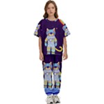Cat Astronaut Space Retro Universe Kids  T-Shirt and Pants Sports Set